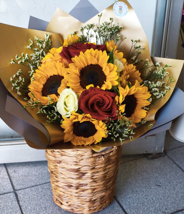 Bouquet Girasol con Rosas